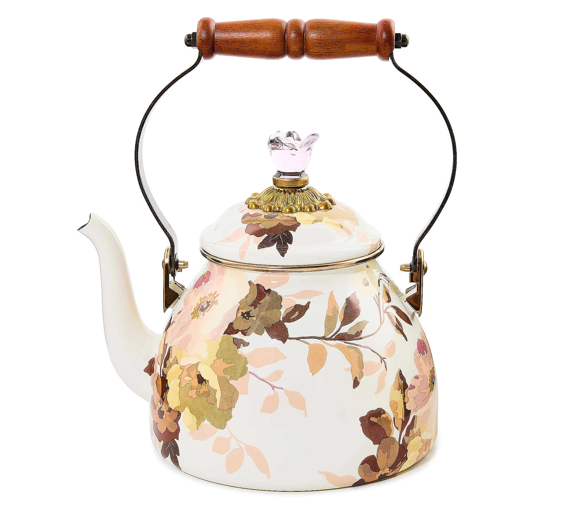MacKenzie-Childs 2-Qt Wild Rose Enamel Tea Kettle | QVC