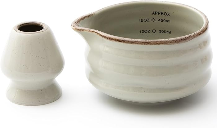 Tazón de matcha con soporte para batidor, cuenco de cerámica gris matcha con boquilla, cuenco d... | Amazon (US)