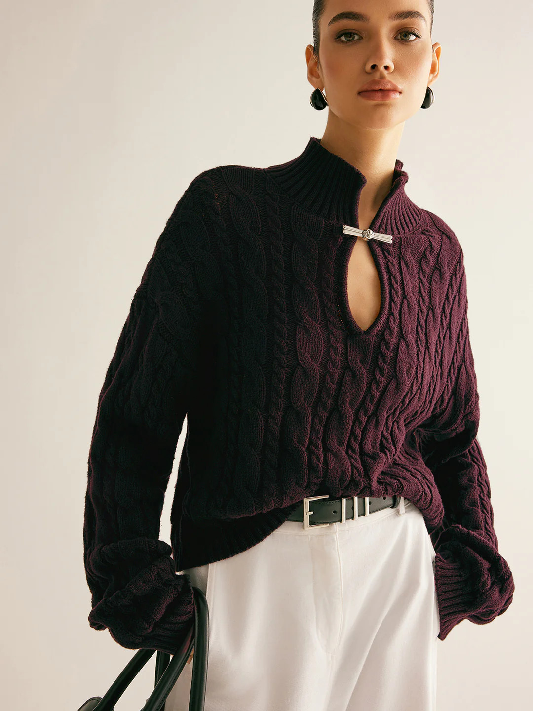 Cotton Keyhole Neckline Knit Top | Commense