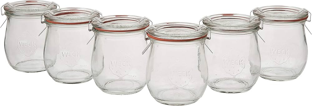 Mini Tulip Jelly Jar with Glass Lids 6 Rings and 12 Clamps, 6 Count (Pack of 1) | Amazon (US)
