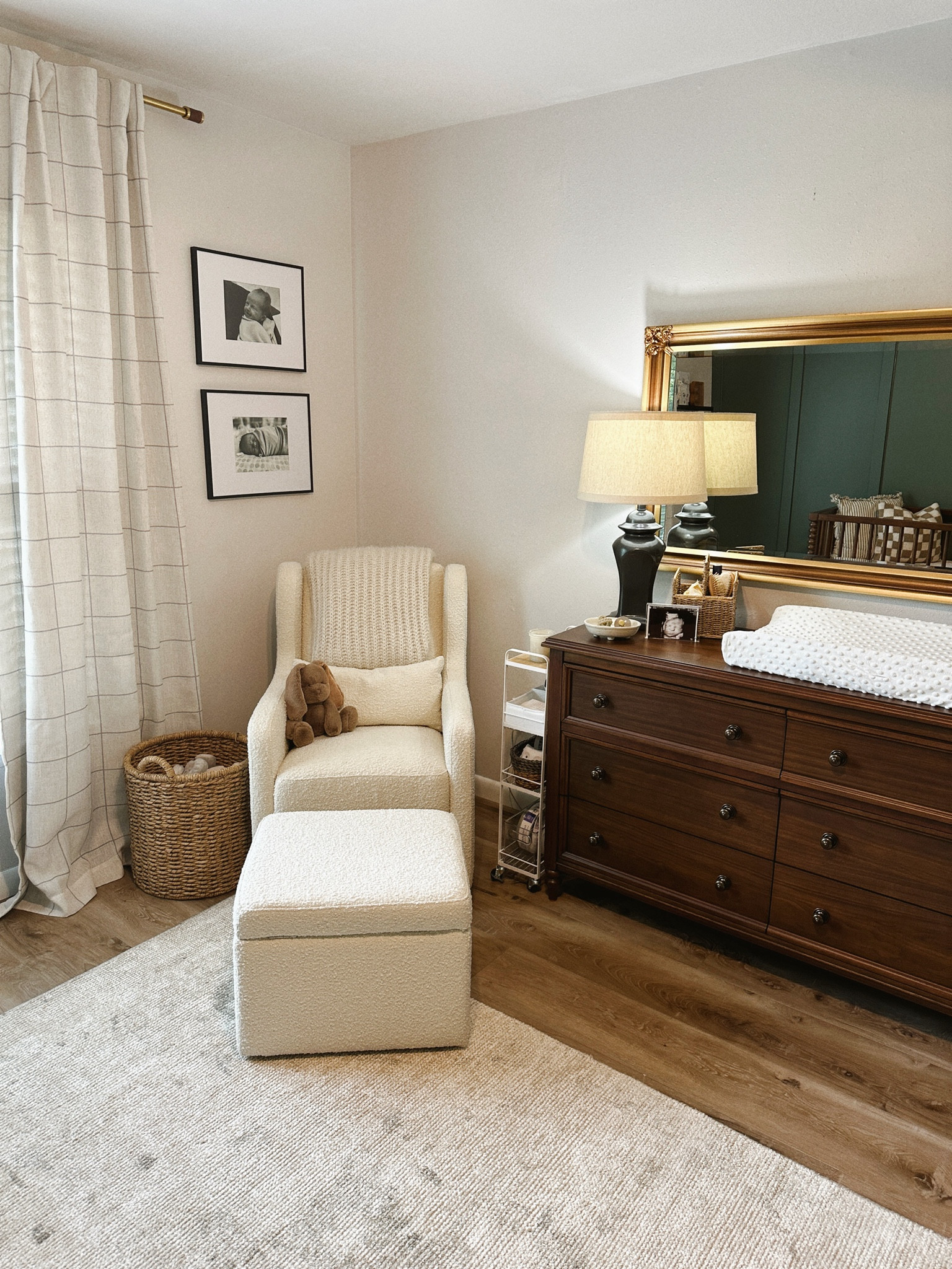 Boy nursery, nursery decor, rocking chair, nursery curtains, neutral nursery, changing table, picture frames

#LTKBaby #LTKHome