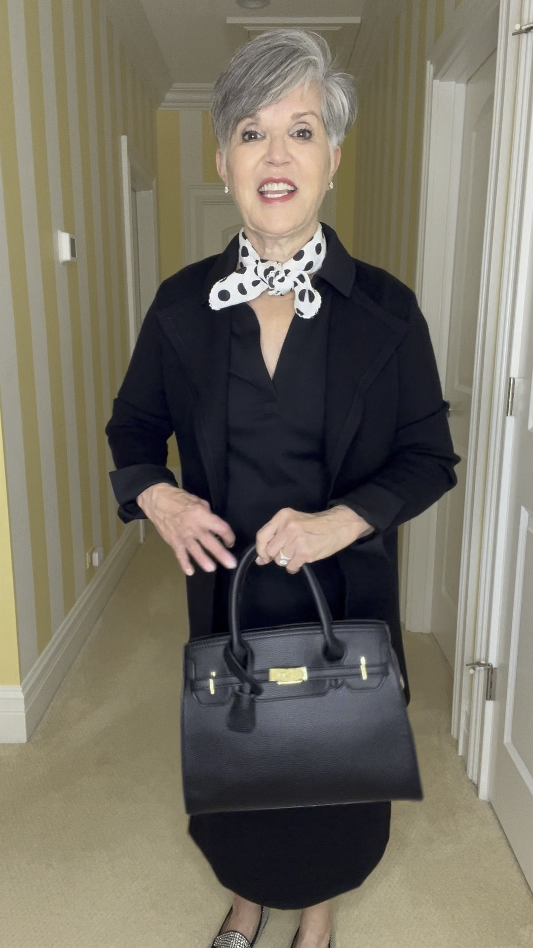 Stay until the end to learn a cool purse trick! 
I love this black on black outfit! I paired this @talbotsofficial black knit midi dress with the BEST @amazonfashion coatigan! This coatigan is so much like J Crew’s but it’s better because it’s ISN’T scratchy! There’s no wool in it! Yay! And it’s gorgeous! And soft. And it’s a great price!
Look how cute it is over this dress. Then I added a black and white polka dot scarf because black and white is ALWAYS A GOOD LOOK!
Lastly, I found this FABULOUS BLACK PURSE! What’s so wonderful about it? Well, the price is terrific! BUT, the best feature is that it’s made from PEBBLED LEATHER! Pebbled leather is WONDERFUL BECAUSE IT DOESN’T SCUFF! Yup! It’s true. Check it out! The way to shop is below ⬇️

#LTKVideo #LTKFindsUnder50 #LTKWorkwear