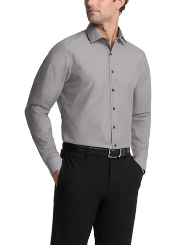 Kenneth Cole Unlisted Men's Dress Shirt Slim Fit Solid , Slim Graphite, 18"-18.5" Neck 36"-37" Sleeve | Amazon (US)