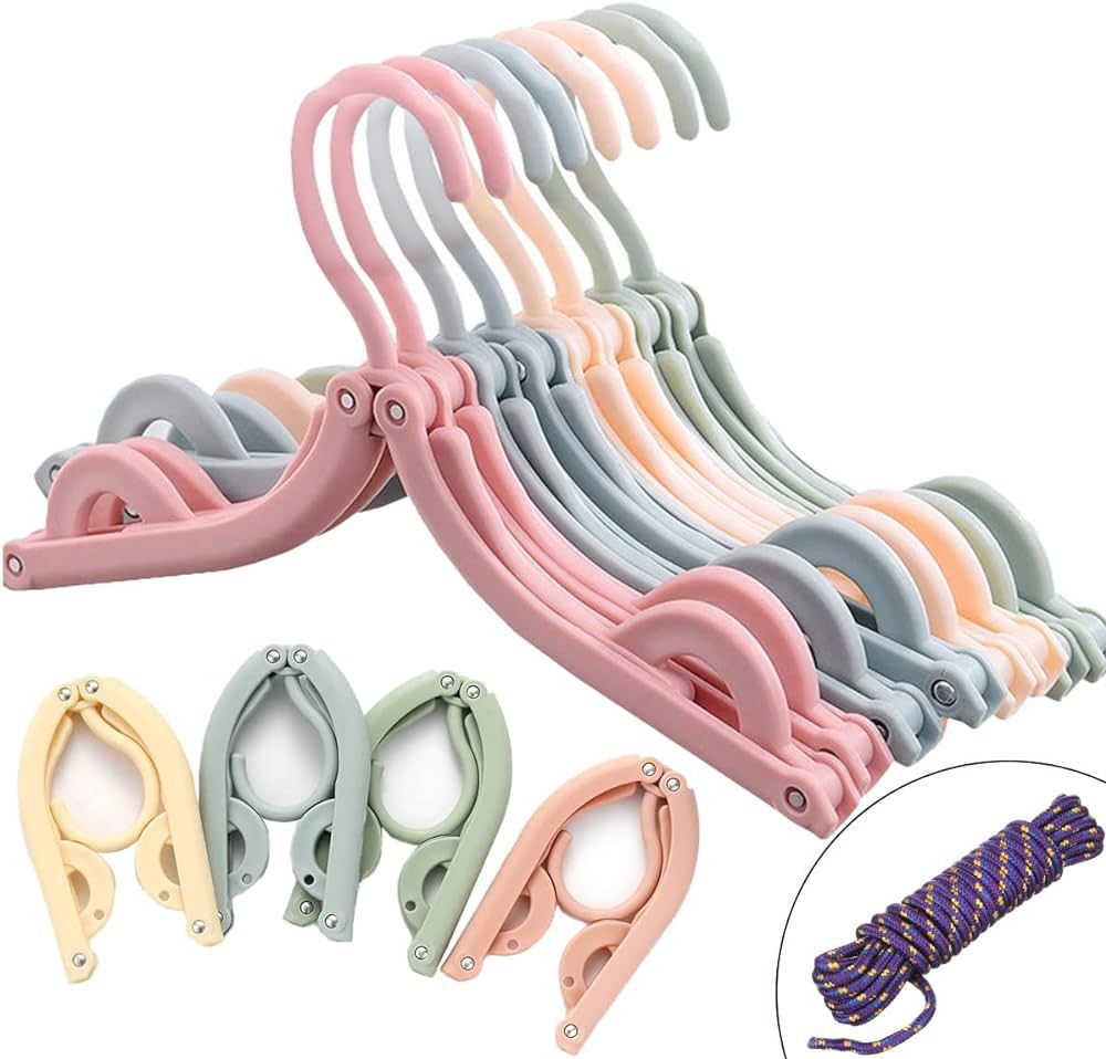 20 Pcs Foldable Travel Hangers - Portable Folding Collapsible Clothes Hangers Lightweight Travel ... | Amazon (US)