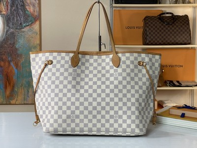 LOUIS VUITTON Authentic Neverfull GM Damier Azur XL Tote Handbag Bag | eBay US