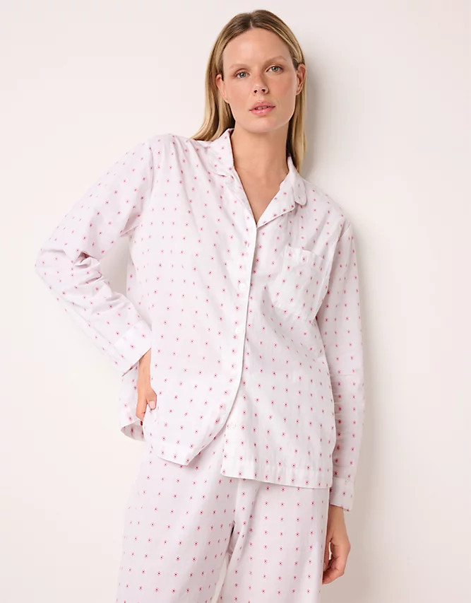 Cotton Classic Button Through Daisy Jacquard PJ Set | The White Company UK & ROW