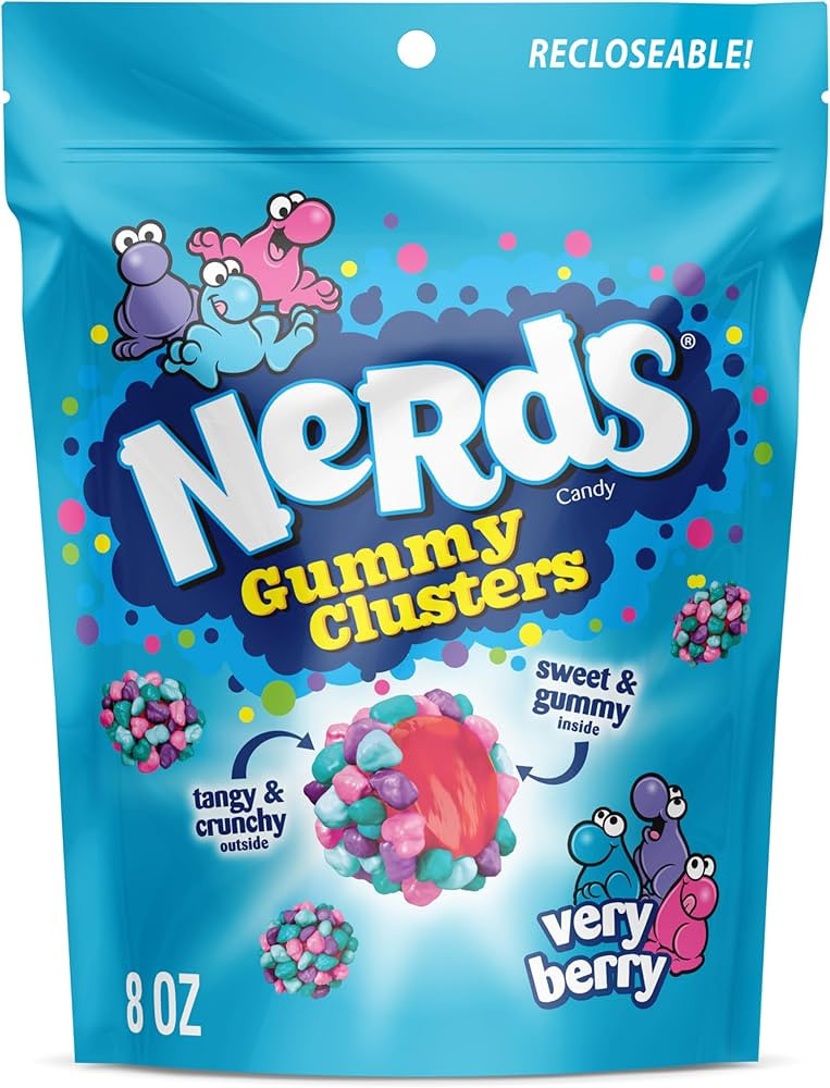 NERDS Gummy Clusters, Candy, Very Berry, Crunchy and Gummy, 8 oz | Amazon (US)