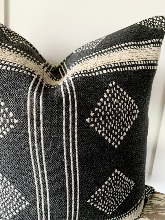 Indoor outdoor Pillow Double Sided Charcoal Gray / Black  | Etsy | Etsy (US)