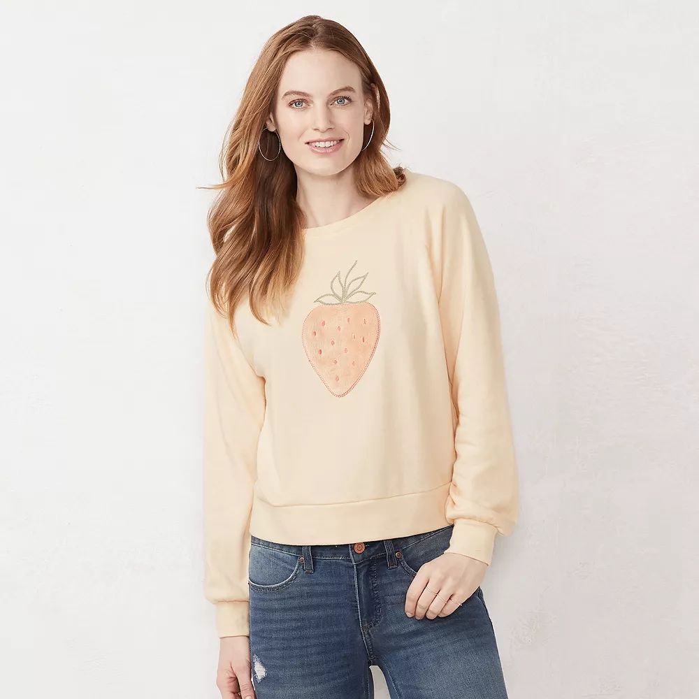 Women's LC Lauren Conrad Strawberry Graphic Sweatshirt | Kohl's