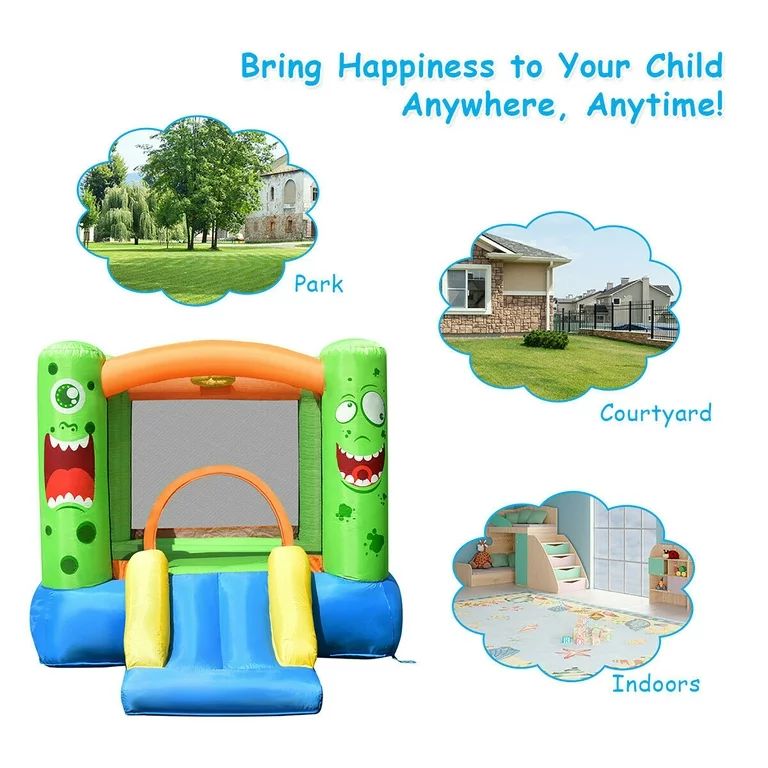 Costway Kids Playing Inflatable Bounce House Jumping Castle Game Fun Slider 480W Blower | Walmart (US)