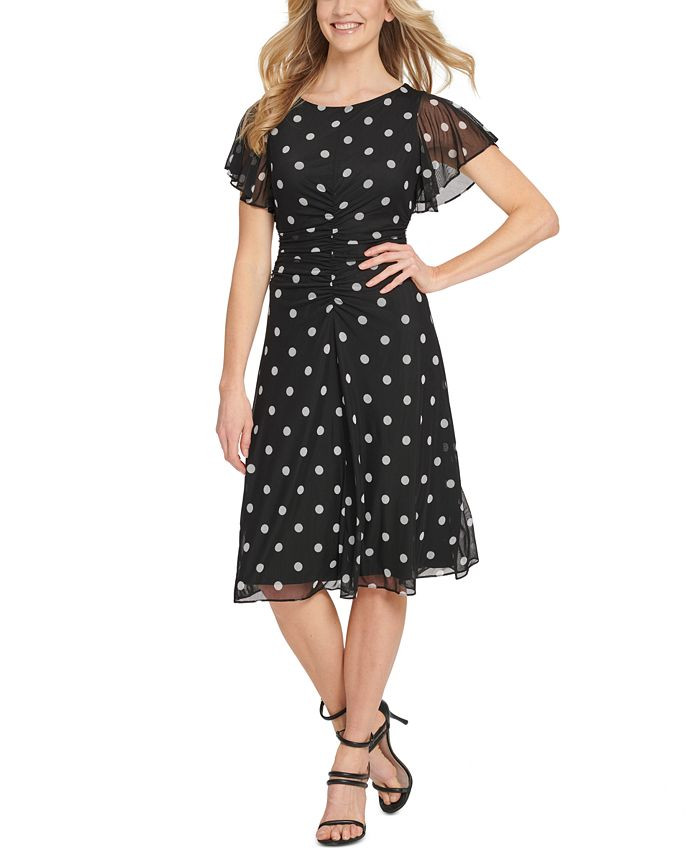 DKNY Flutter-Sleeve Ruched Dress & Reviews - Dresses - Women - Macy's | Macys (US)