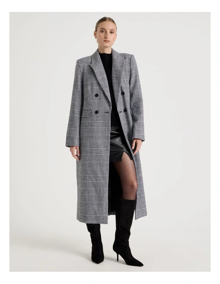 BlaqCheck Double Breasted Coat in Black/White | Myer
