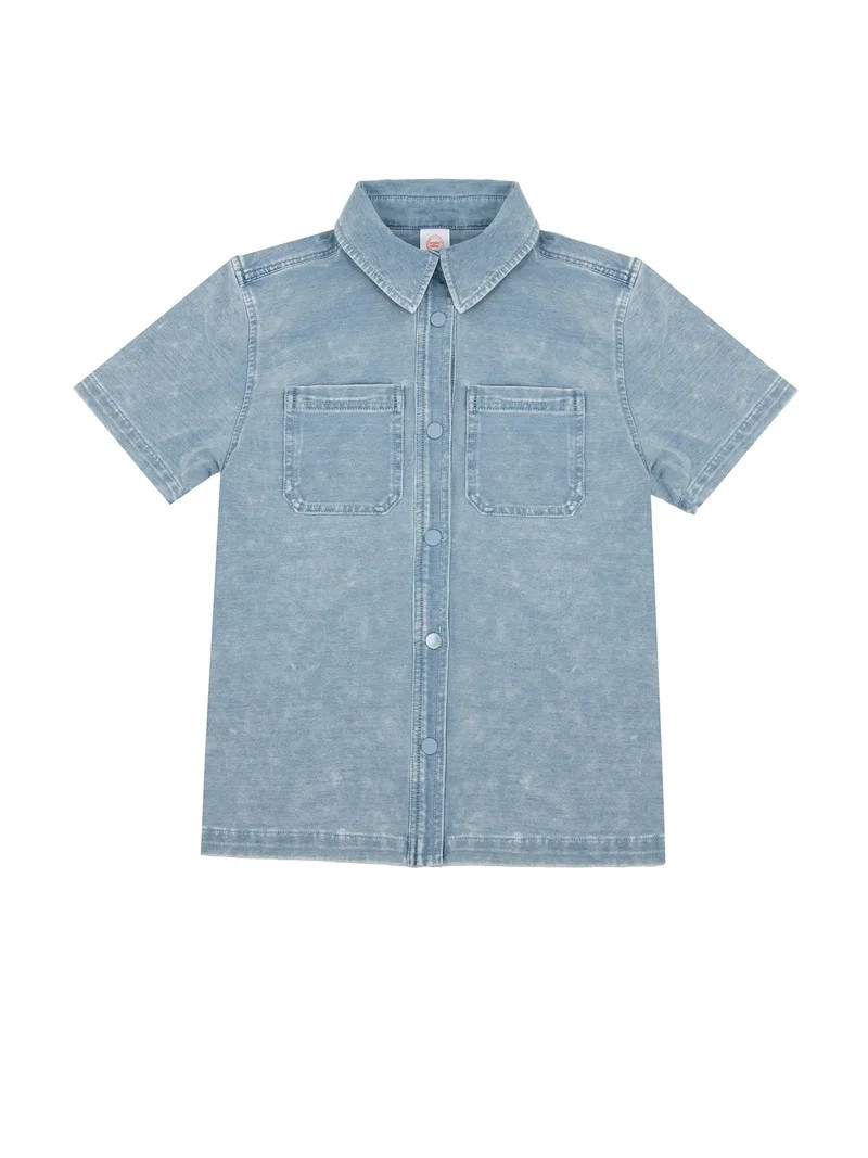 Wonder Nation Boys Knit Button Down Shirt, Sizes 4-18 | Walmart (US)