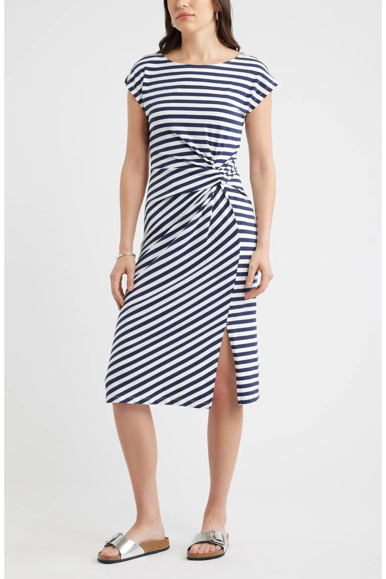 Twist Cotton Blend Knit Midi Dress (Women) | Nordstrom | Nordstrom