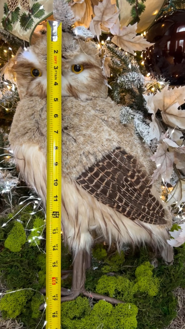 If you are going to use focal points in your tree, like these owls, start by placing them in the tree first.  Just use a little wire and attach them to your branches.

I loved using the large owl in the middle of the tree as my main focal point and then paiirs of smaller owls at other points in the tree.  I even ended up building nests for all of my owl friends.

#LTKSeasonal #LTKHoliday #LTKHome