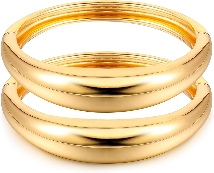 Elegance 11 designs Gold/Silver Cuff Bangle Bracelets For Women Set Chunky Trendy Gold Bracelet M... | Amazon (US)