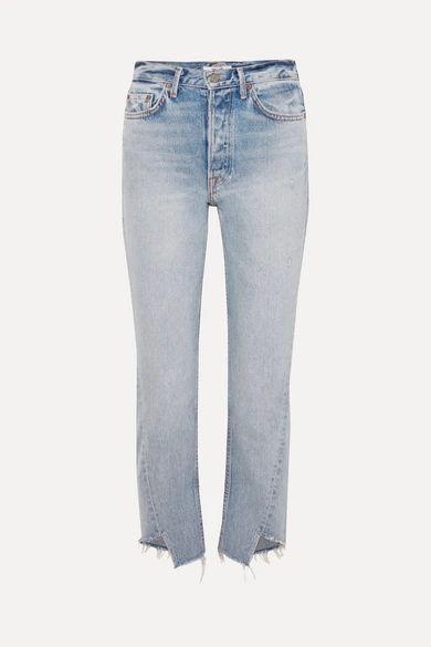 GRLFRND - Carmen Frayed Mid-rise Straight-leg Jeans - Mid denim | NET-A-PORTER (US)