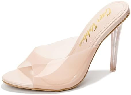 Cape Robbin Women's Stiletto Slip OnClear High Heels Sandals - Transparent Heeled Sandals for Wom... | Amazon (US)