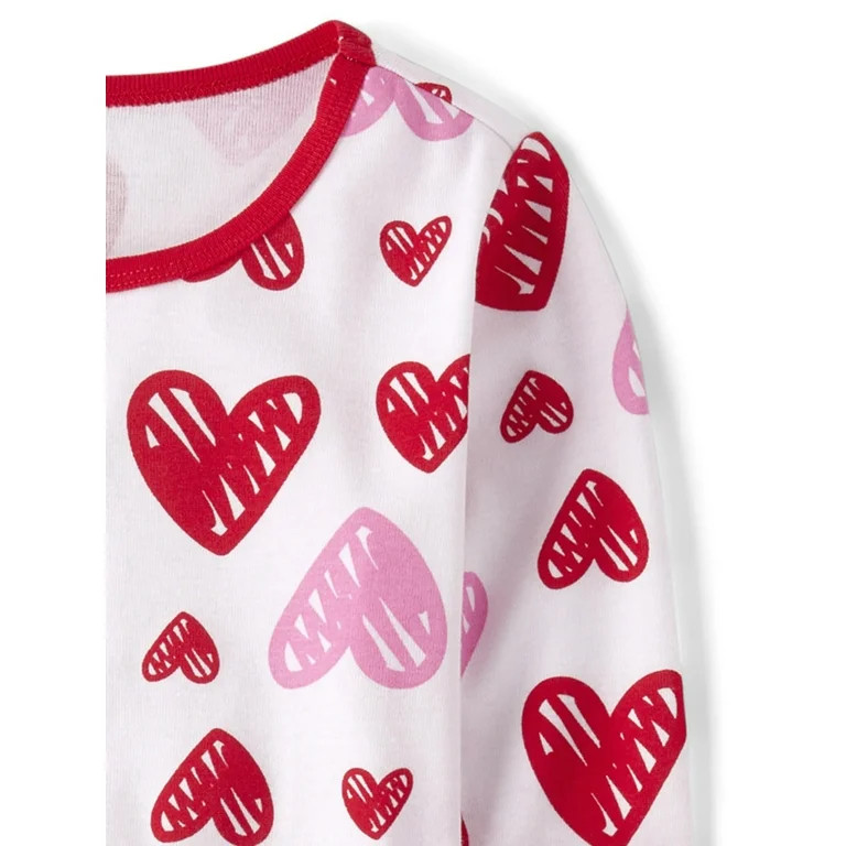 The Children's Place Girls Heart Long Sleeve Top and Pant 2-Piece Pajama Set, Sizes 4-16 - Walmar... | Walmart (US)