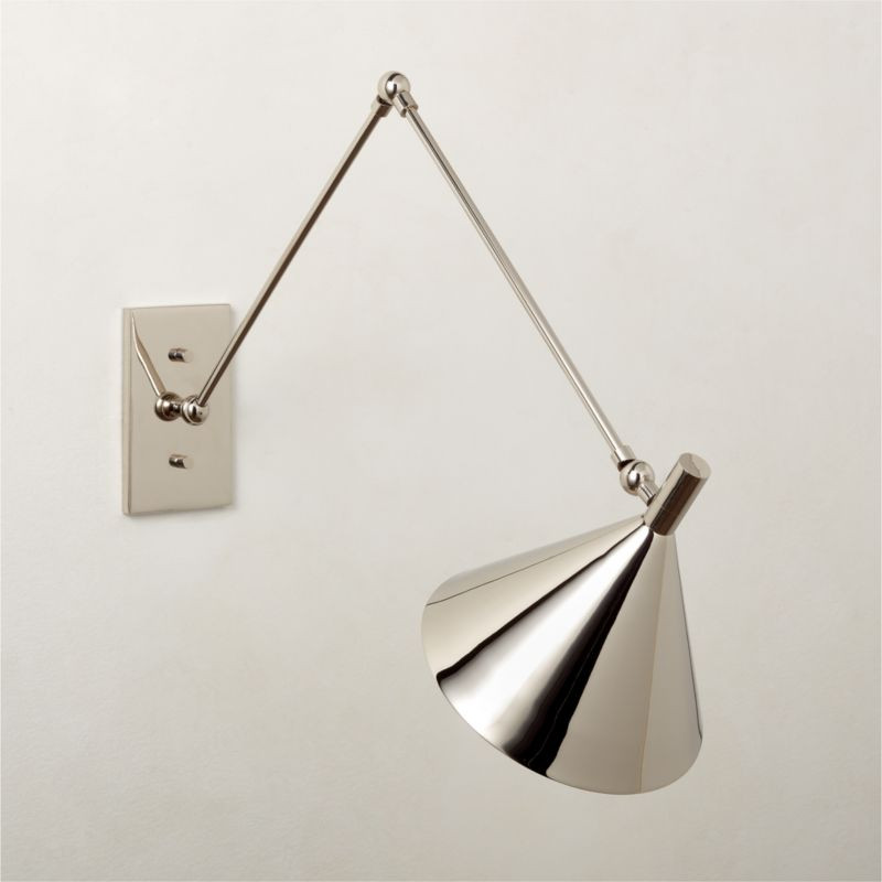 Leda Modern Polished Nickel Swing Arm Wall Sconce + Reviews | CB2 | CB2