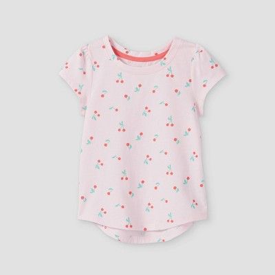 Toddler Girls&#39; Cherry Short Sleeve T-Shirt - Cat &#38; Jack&#8482; Light Pink 12M | Target
