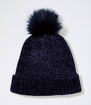 LOFT Chenille Faux Fur Pom Pom Hat | LOFT