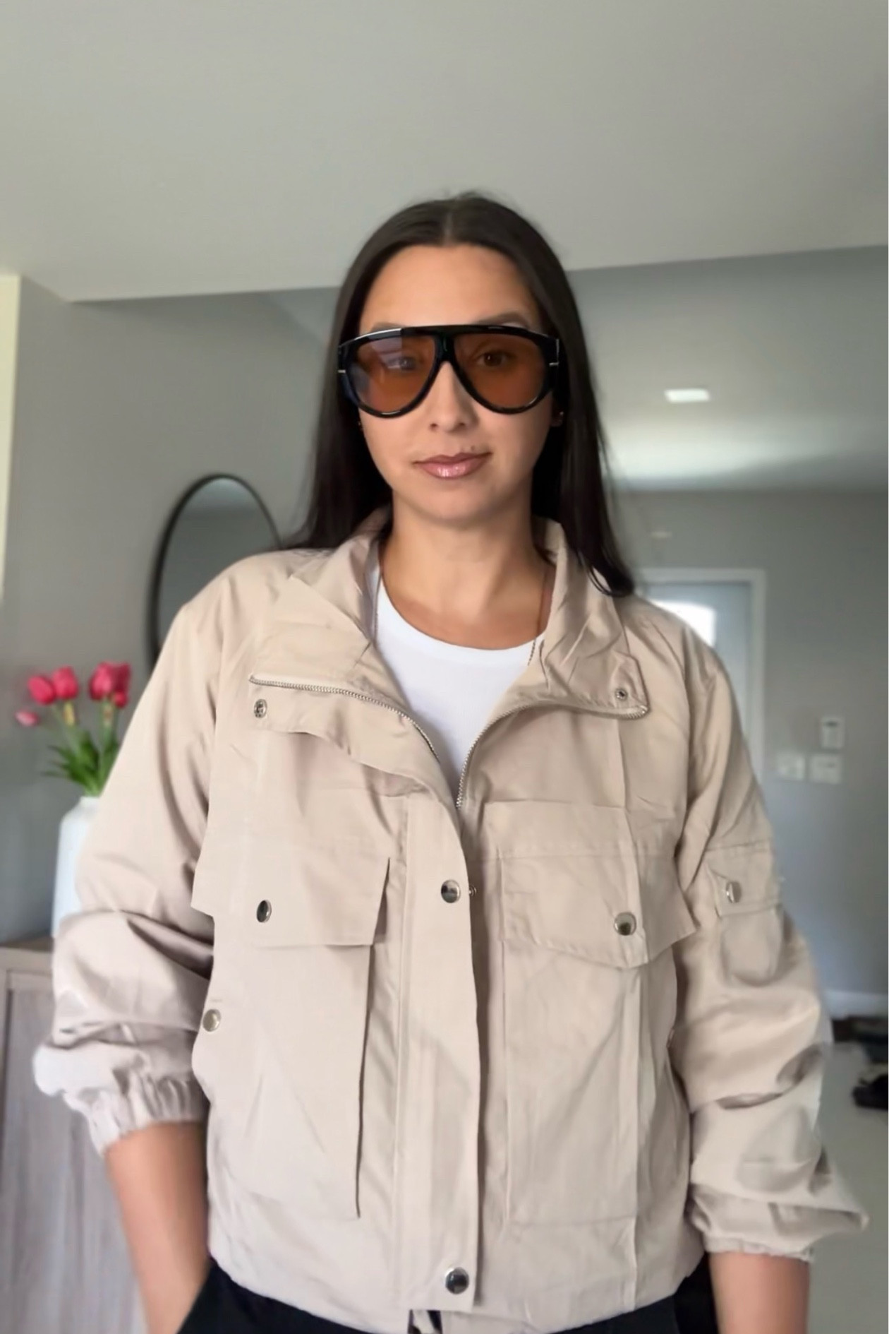 Lightweight jacket for spring and statement sunnies for under $20! 

#LTKootd #LTKMidsize #LTKgrwm