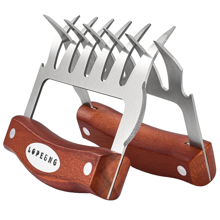 LOPE & NG Meat Handler Shredder Claws Set Of 2 - Wood Stainless Steel BBQ Pulled Pork Paws For Sh... | Amazon (US)