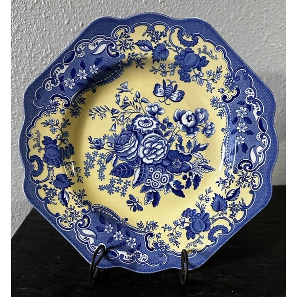 Vtg SPODE England Blue Room Garden Collection Blue ROSE Octagonal 9 1/2"d Plate | Poshmark
