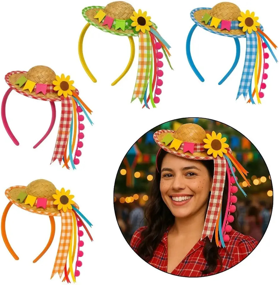 Tiara Festa Junina Arraiá com Chapéuzinho Decorado Colorido | Amazon (BR)