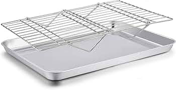TeamFar Baking Sheet with Rack Set(1 Pan & 1 Tier Rack), Cookie Sheet Baking Pan & Cooling Baking... | Amazon (US)