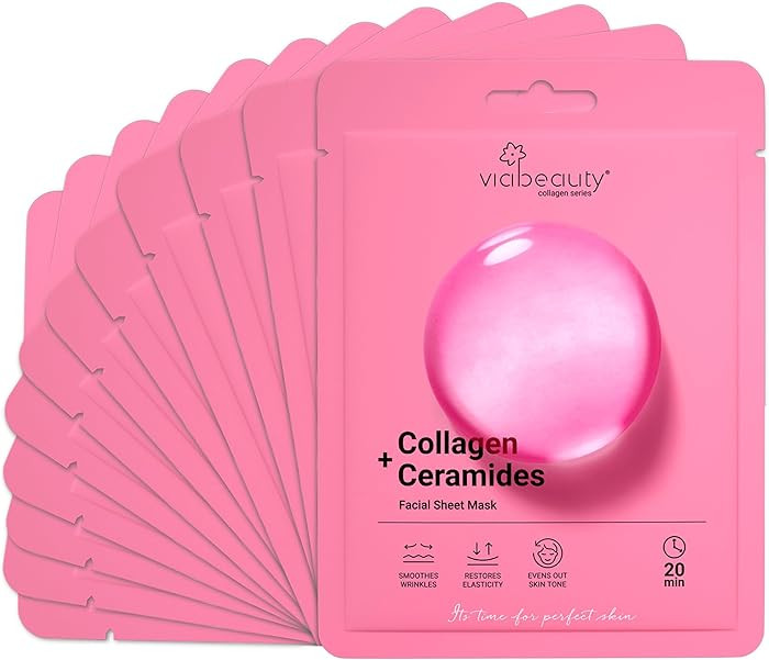 12 Pack of Collagen Face Mask with Ceramides - Rejuvenating Facial Sheet Mask, Reduce Wrinkles & ... | Amazon (US)