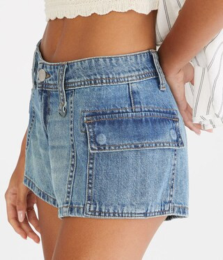 Mid-Rise Denim Shorty Shorts | Aeropostale
