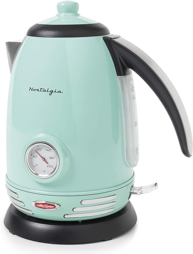 Nostalgia WK17AQ Retro Stainless Steel Electric Water Kettle, Holds 1.7 Liters, Auto-Shut Off & B... | Amazon (US)