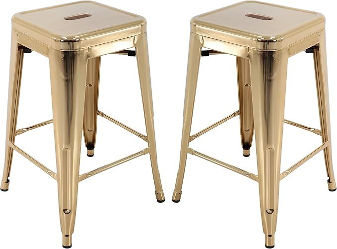 Vogue Furniture Direct 24" Barstools Backless Metal Barstool Indoor-Oudoor Counter Height Stool w... | Amazon (US)