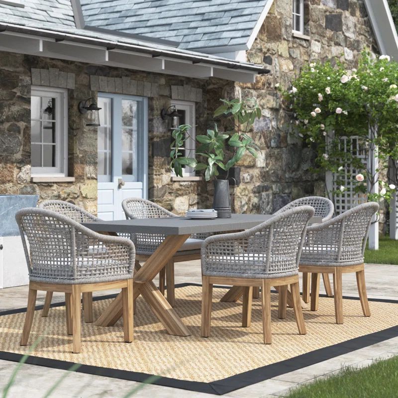 Akiva 6 - Person Rectangular Outdoor Dining Set with Cushions | Wayfair North America