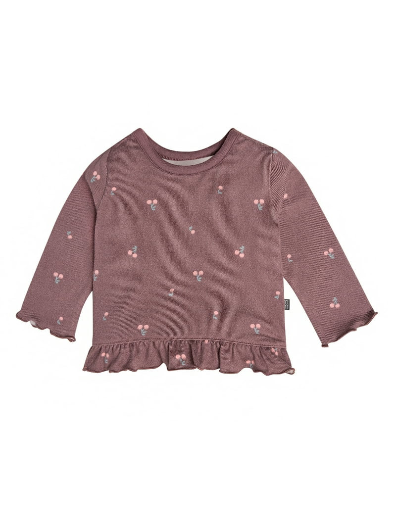 Modern Moments by Gerber Baby Neutral Long Sleeve Ruffle Hem Top, Sizes 0/3 Months - 24 Months | Walmart (US)