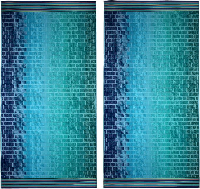 COTTON CRAFT Malibu Underwater Tile Set of 2 Oversized Cotton Jacquard Woven Velour Beach and Poo... | Amazon (US)