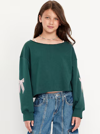 Boat-Neck Graphic Sweatshirt for Girls | Old Navy | Old Navy (US)