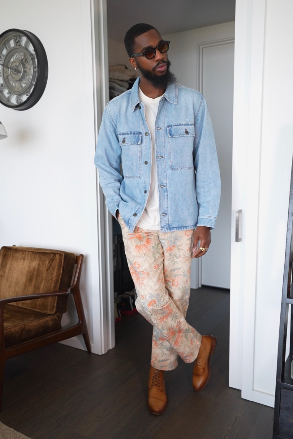 Casual fall outfit with a denim shirt jacket and a pair of printed pants. Links to shop all items down below ⬇️ !


#LTKmens