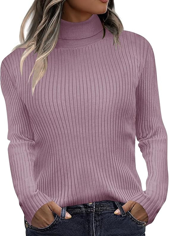 Zeagoo Women's Turtleneck Sweaters 2024 Fall Fitted Long Sleeve Pullover Sweater Ribbed Knit Basi... | Amazon (US)