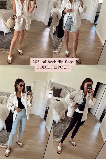 20% off beek flip flops with code FLIPOUT 
love these two toned sandals- so beautiful for summer 
I’m a 6.5 and wear a 7 in beek 

#LTKOver40 #LTKSaleAlert