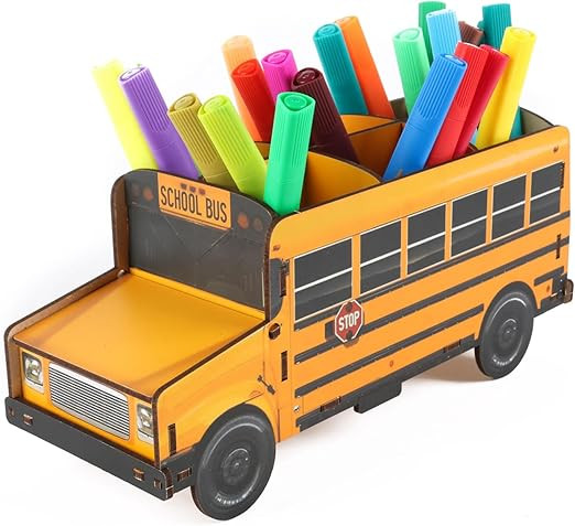 [New Upgraded]Pencils Organizer School Bus Pen Holder Creative DIY Multifunctional Desk Organizer... | Amazon (US)