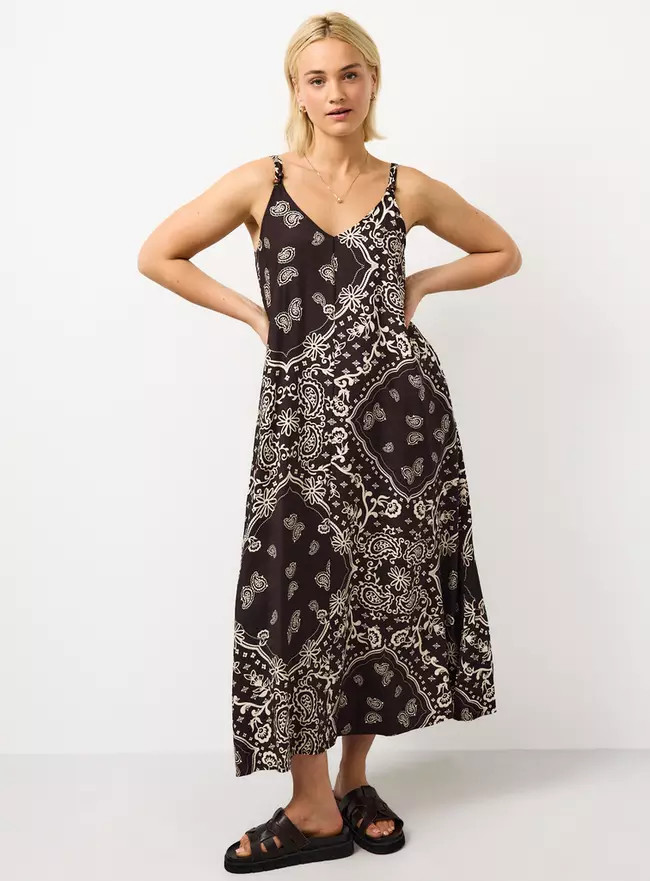 Buy Brown Printed Trapeze Midaxi Dress 12 | Midaxi | Tu | Tu Clothing