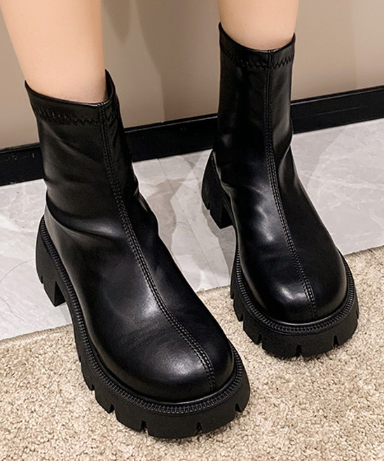 NANIYA Women's Casual boots Black - Black Lug-Sole Ankle Boot - Women | Zulily