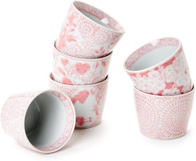 Two's Company Pink Chinoiserie 2 3/4" H Cachepot Assorted 6 Designs (Food Safe) | Amazon (US)