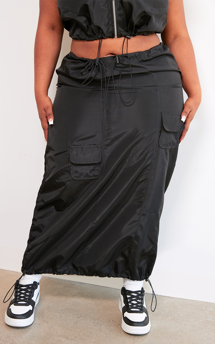 Plus Black Cargo Maxi Skirt | PrettyLittleThing UK