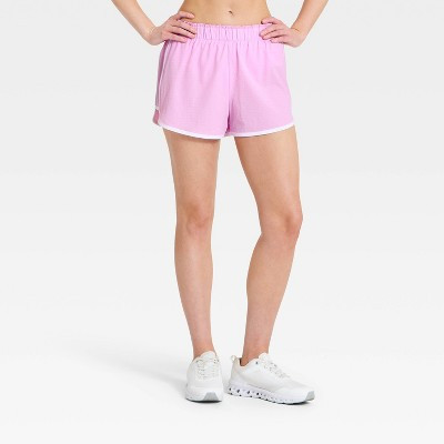 Women's Mid-Rise Textured Woven Run Shorts 3" - All In Motion™ Light Violet M | Target