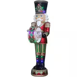 Fraser Hill Farm 72 in. Christmas Nutcracker Playing Bass Drum with Moving Hands, Music, Timer an... | The Home Depot