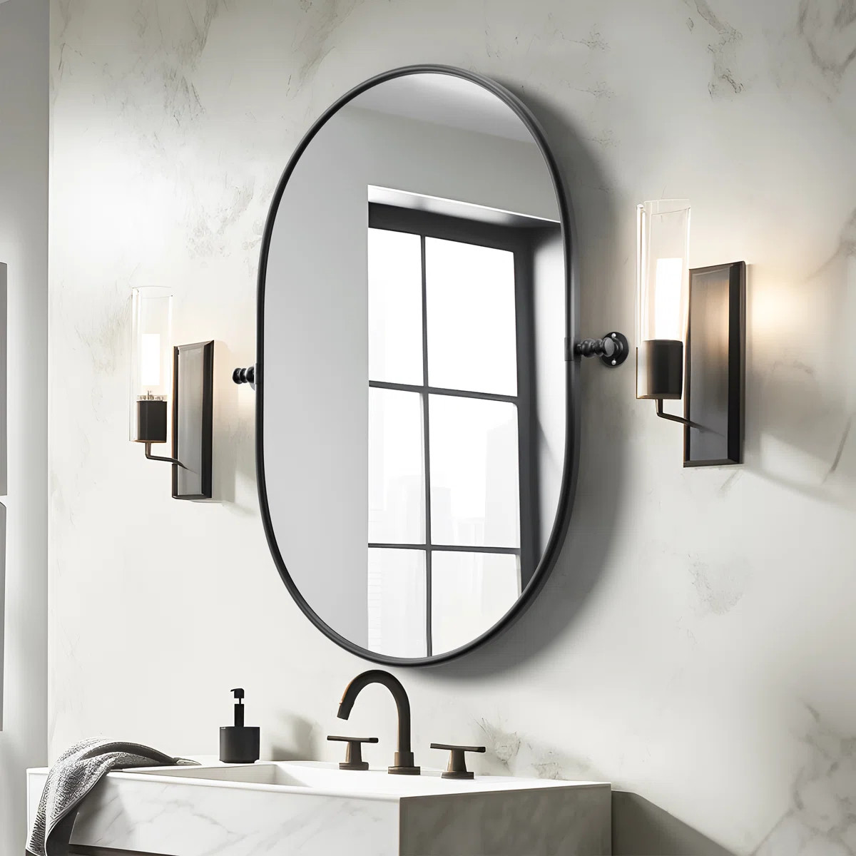 Metal Oval Wall Mirrors with Tilted Frame (Set of 2) | Wayfair North America